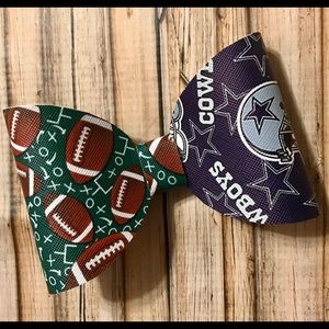 Two tone cowboys faux leather bow